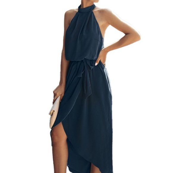 The Navy Halter Dress - Picture 2 of 3